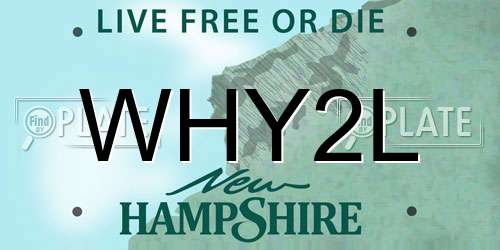 WHY2L New Hampshire License Plate