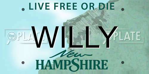 WILLY New Hampshire License Plate