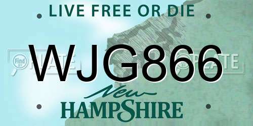 WJG866 New Hampshire License Plate
