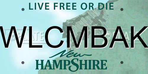 WLCMBAK New Hampshire License Plate