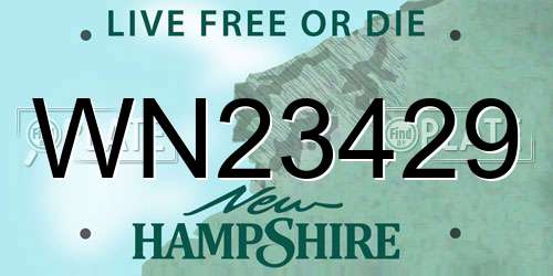 WN23429 New Hampshire License Plate