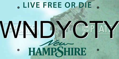 WNDYCTY New Hampshire License Plate