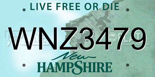 WNZ3479 New Hampshire License Plate