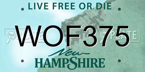 WOF375 New Hampshire License Plate