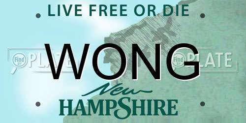 WONG New Hampshire License Plate