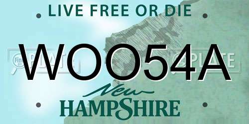 WOO54A New Hampshire License Plate