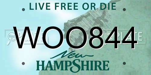 WOO844 New Hampshire License Plate