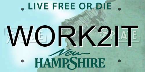 WORK2IT New Hampshire License Plate