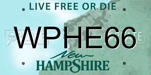 WPHE66 New Hampshire License Plate