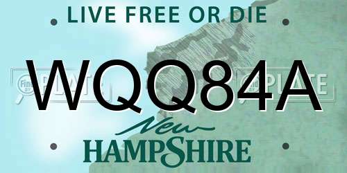 WQQ84A New Hampshire License Plate