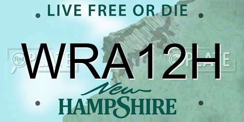 WRA12H New Hampshire License Plate
