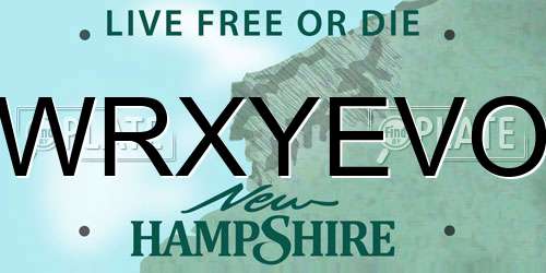 WRXYEVO New Hampshire License Plate