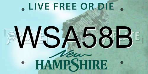 WSA58B New Hampshire License Plate