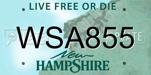 WSA855 New Hampshire License Plate