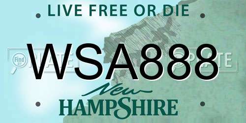 WSA888 New Hampshire License Plate
