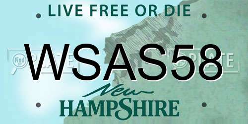 WSAS58 New Hampshire License Plate