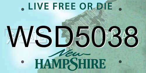 WSD5038 New Hampshire License Plate