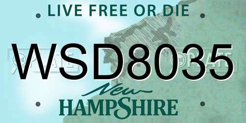 WSD8035 New Hampshire License Plate
