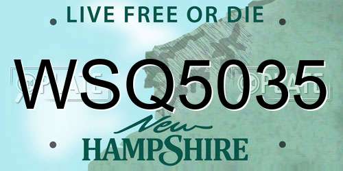 WSQ5035 New Hampshire License Plate