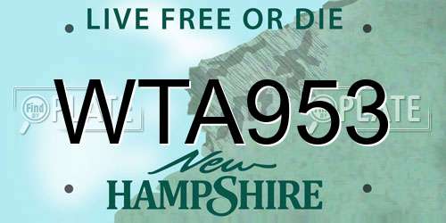 WTA953 New Hampshire License Plate