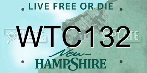 WTC132 New Hampshire License Plate