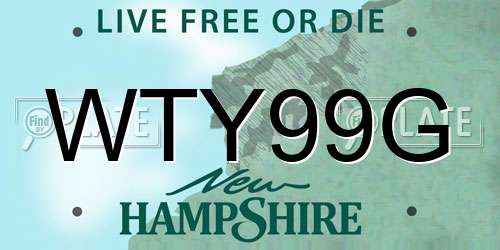 WTY99G New Hampshire License Plate