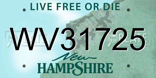 WV31725 New Hampshire License Plate