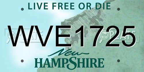 WVE1725 New Hampshire License Plate