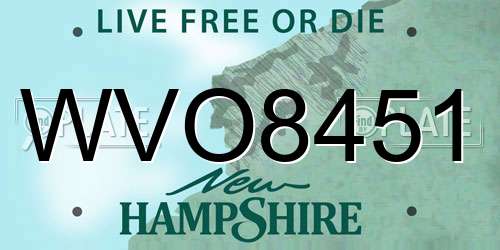 WVO8451 New Hampshire License Plate