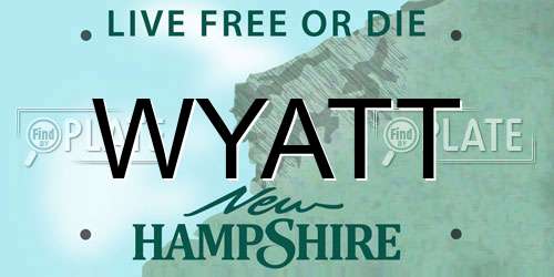 WYATT New Hampshire License Plate