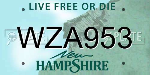 WZA953 New Hampshire License Plate