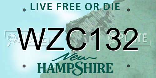 WZC132 New Hampshire License Plate