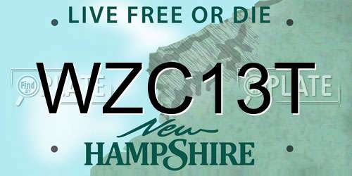 WZC13T New Hampshire License Plate