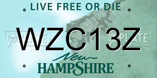 WZC13Z New Hampshire License Plate
