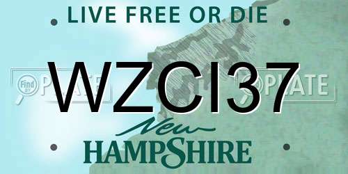 WZCI37 New Hampshire License Plate