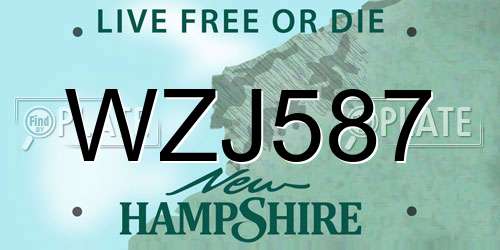 WZJ587 New Hampshire License Plate
