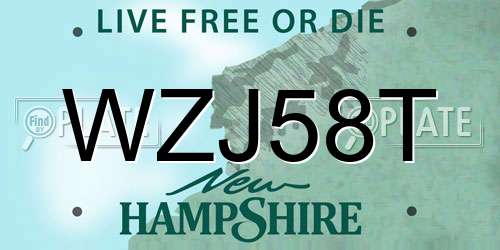 WZJ58T New Hampshire License Plate
