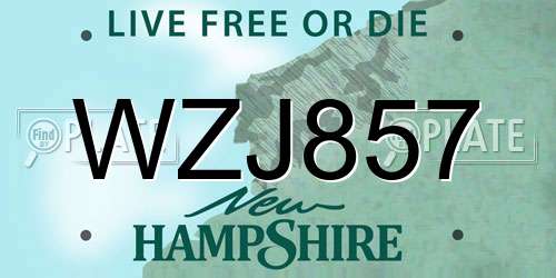WZJ857 New Hampshire License Plate