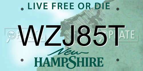 WZJ85T New Hampshire License Plate