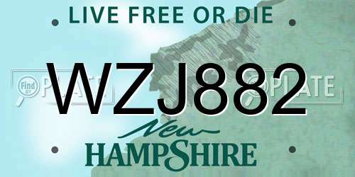 WZJ882 New Hampshire License Plate