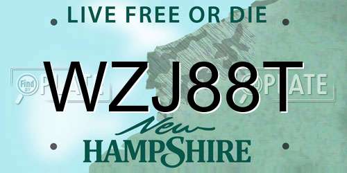 WZJ88T New Hampshire License Plate