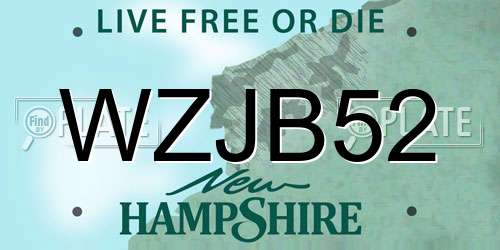 WZJB52 New Hampshire License Plate