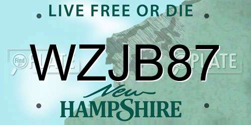 WZJB87 New Hampshire License Plate