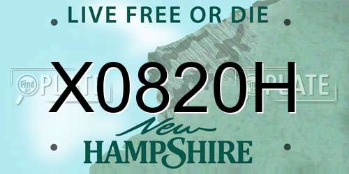 X0820H New Hampshire License Plate