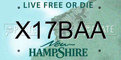 X17BAA New Hampshire License Plate