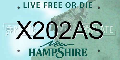 X202AS New Hampshire License Plate