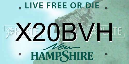 X20BVH New Hampshire License Plate