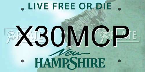 X30MCP New Hampshire License Plate