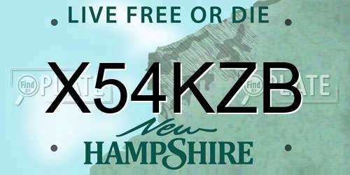 X54KZB New Hampshire License Plate
