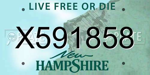 X591858 New Hampshire License Plate